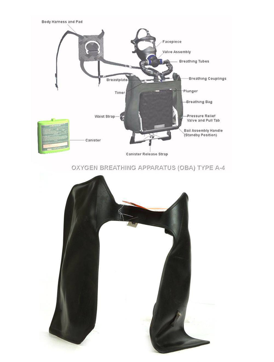 S-TORN MSA Breathing Bag w/ Tube for OBA A-4 US Army Oxygen Breathing Apparatus