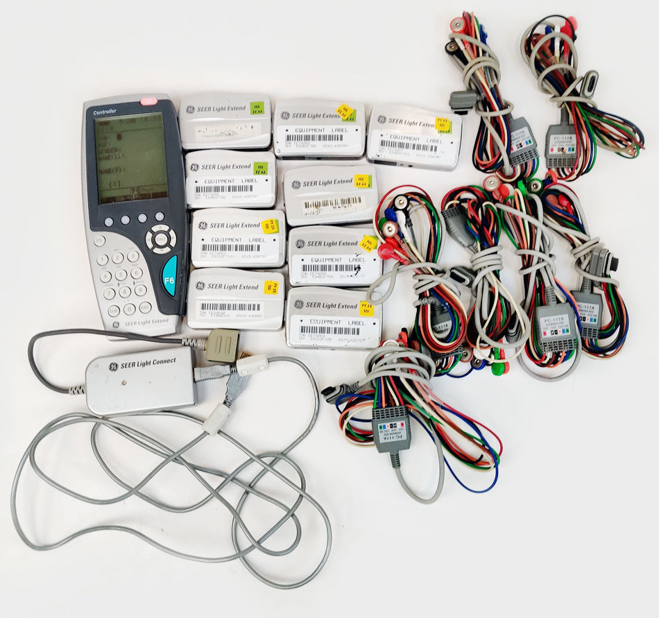 GE SEER Light PC-117A AHA Patient Cables 3-Channel 7 Leads (8) w/ 9 Recorders, Connector, Controller