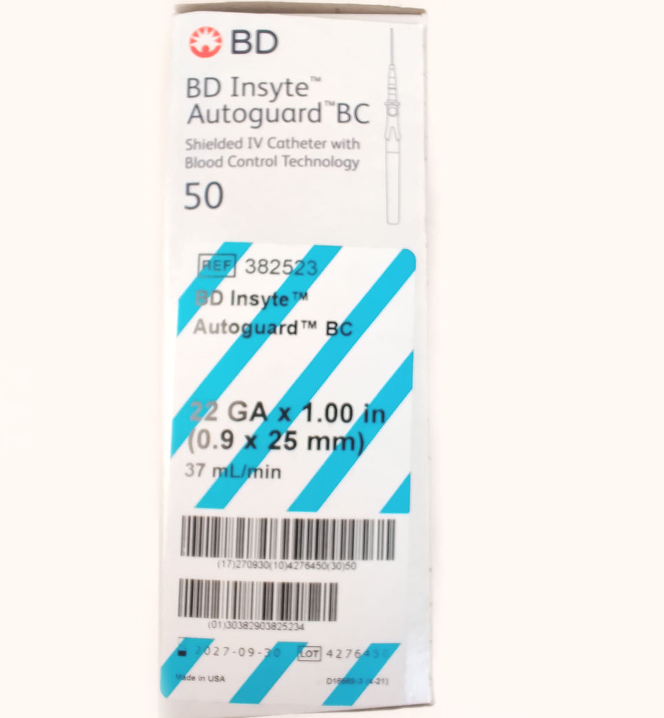BD Insyte Autoguard Shielded IV Catheter 22GA x 1.00"  37 mL/min,  200 Total