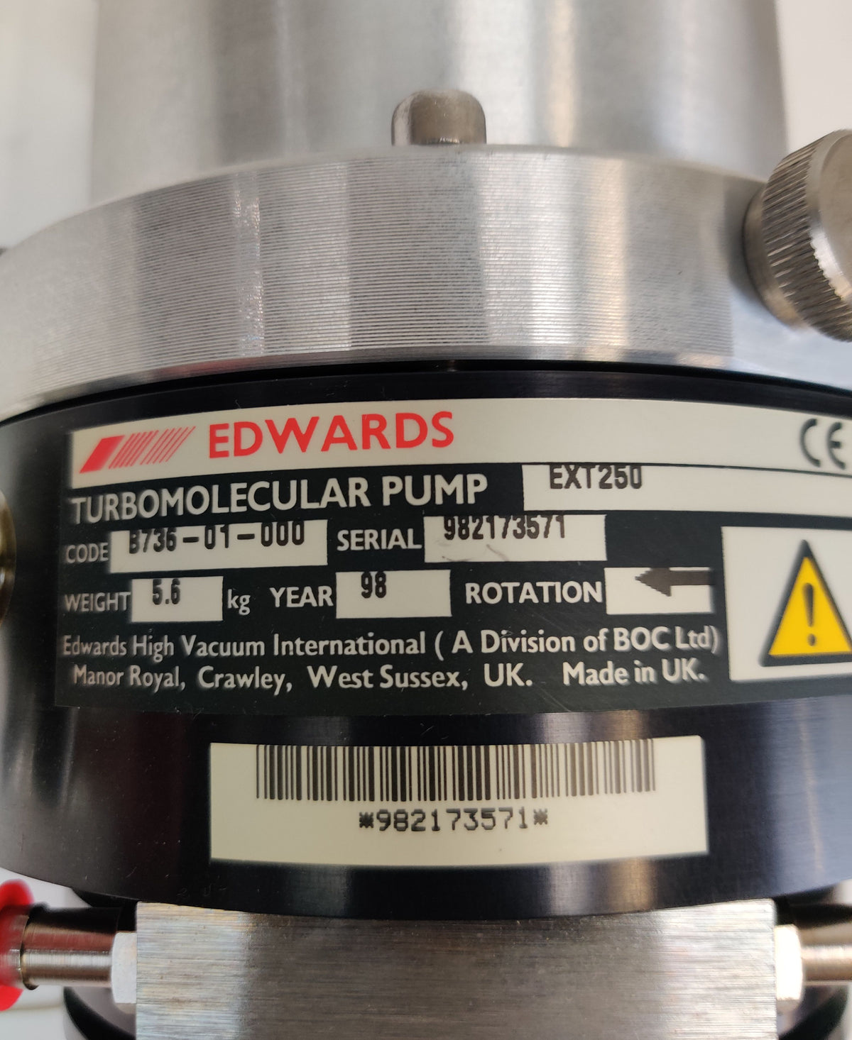 Edwards EXT250 Turbo Vacuum Pump 100 ISO-K for PerkinElmer Turbomass MS Tested - 