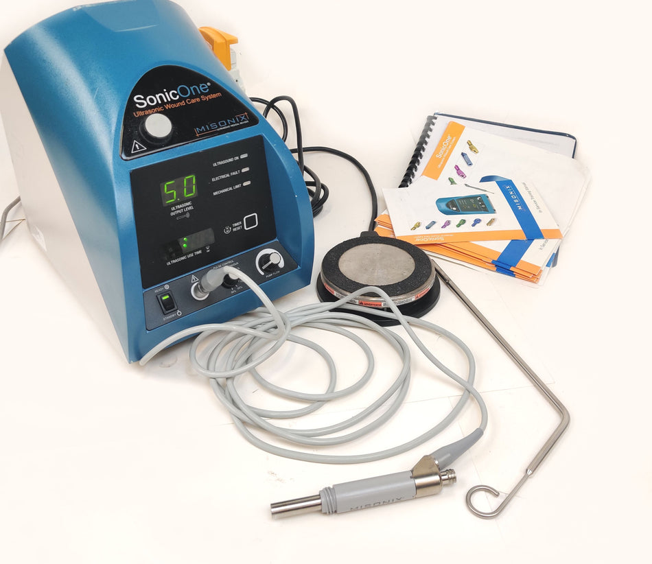 Misonix SonicOne E-ASO22 Console System w Handpiece, E-CWRCH Wrench and Foot Pedal