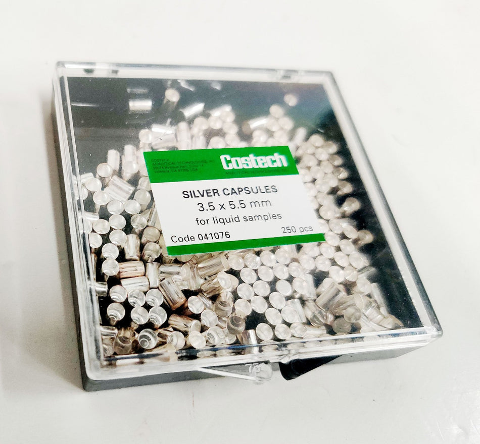 Costech 041076 Analytical Silver Capsules for Liquid Samples 3.5 x 5.5mm 250Pcs