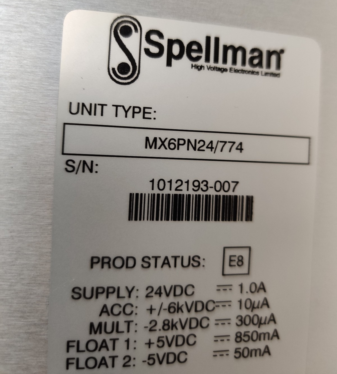 Spellman 6kV Switching Power Supply DC-DC 10uA Mass Spectrometry MX6PN24/774 NEW
