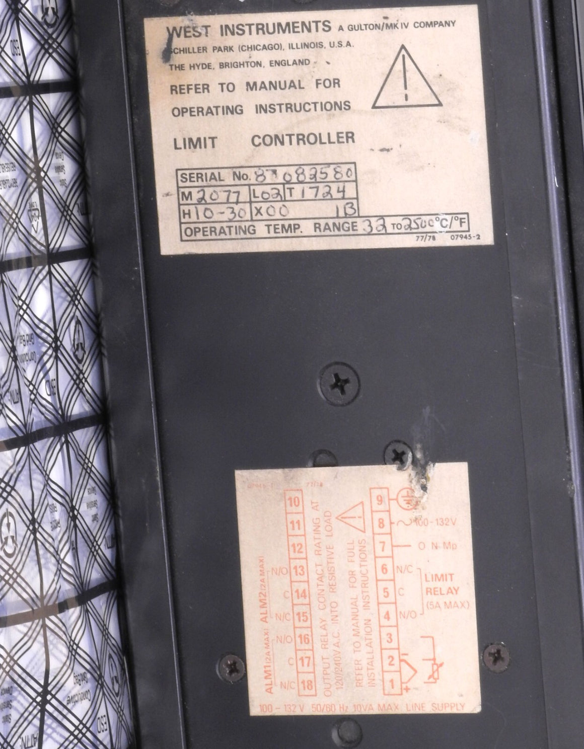 West 2077 Digital Temperature Limt Controller Unit M2077-L02-T1724 120V