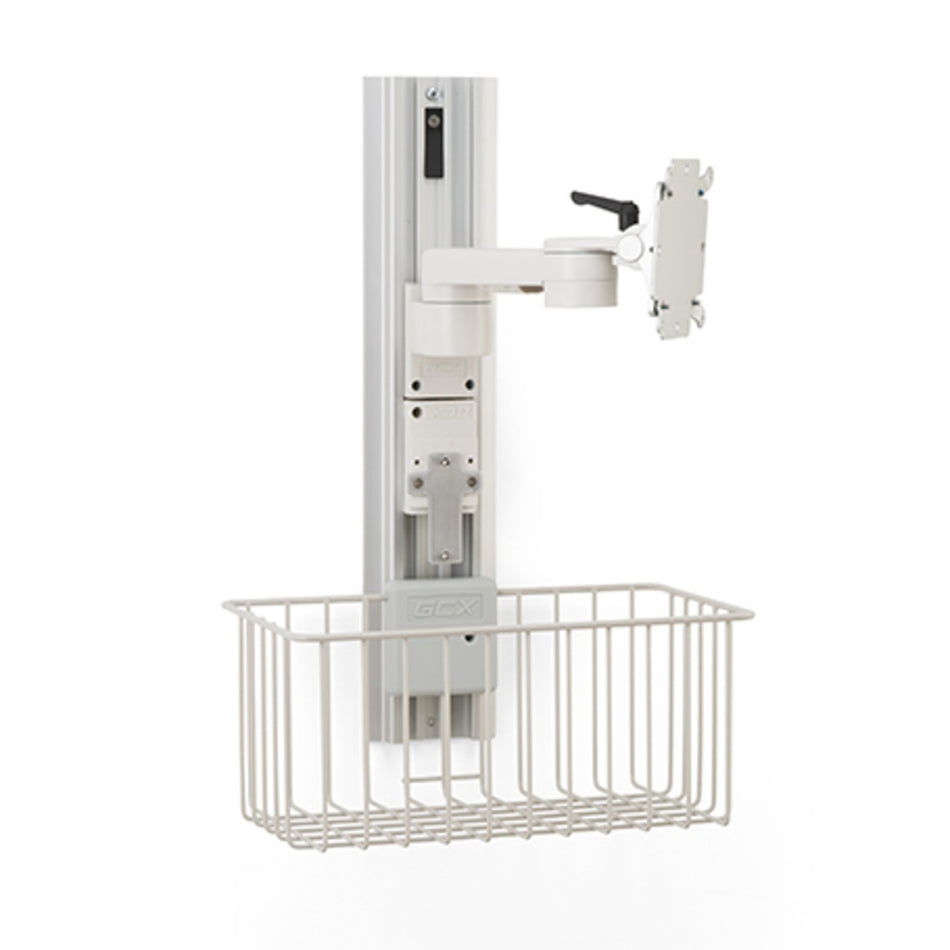 Welch Allyn GCX Wall Mount 8" M series WMM-0001-01B Arm w 75/100mm Plate 19" Channel Basket