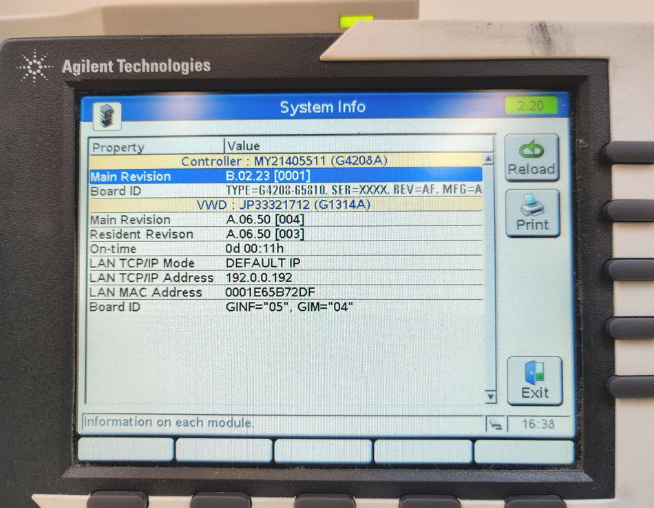 Agilent G1314A VWD Wavelength Detector HPLC w Standard Cell & LAN Card. Tested