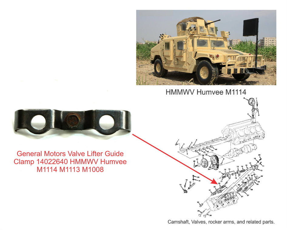 General Motors Valve Lifter Retainer Guide Clamp 14022640 For Diesel Engines fits M988 Humvee