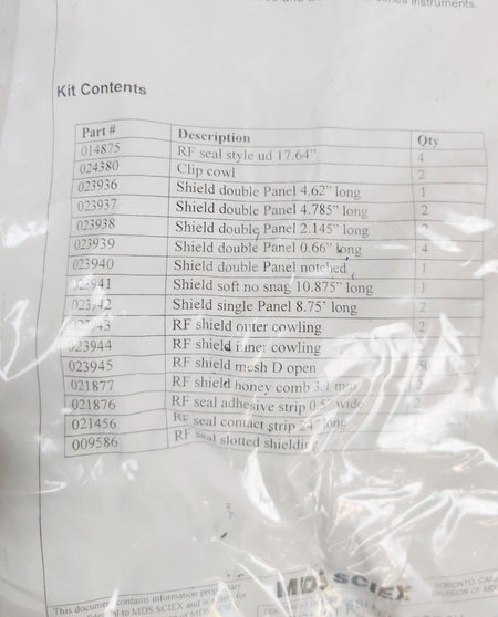 PerkinElmer W1018047 RF Torch Shield Spares Kit for Sciex ELAN 6000 9000 DRCs