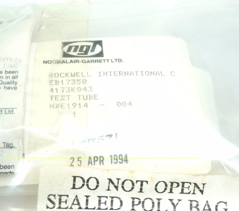 Normalair-Garrett 4173K043 Glass Test tube. Aircraft Icing Test