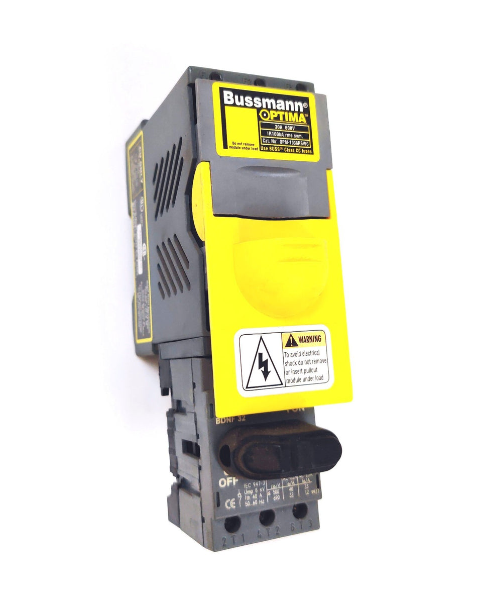 Bussmann OPM-1038R Class CC 3ph Fuse Holder 600V 30A OPM-1038RSWC w Switch, Fuse