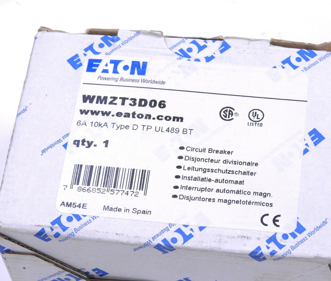 Eaton WMZT3D06 UL489 WMZT ,DIN Rail miniature circuit breaker,6 A,10 kAIC UL/CSA