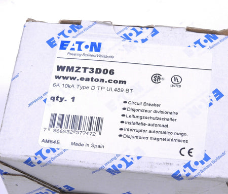 Eaton WMZT3D06 UL489 WMZT ,DIN Rail miniature circuit breaker,6 A,10 kAIC UL/CSA