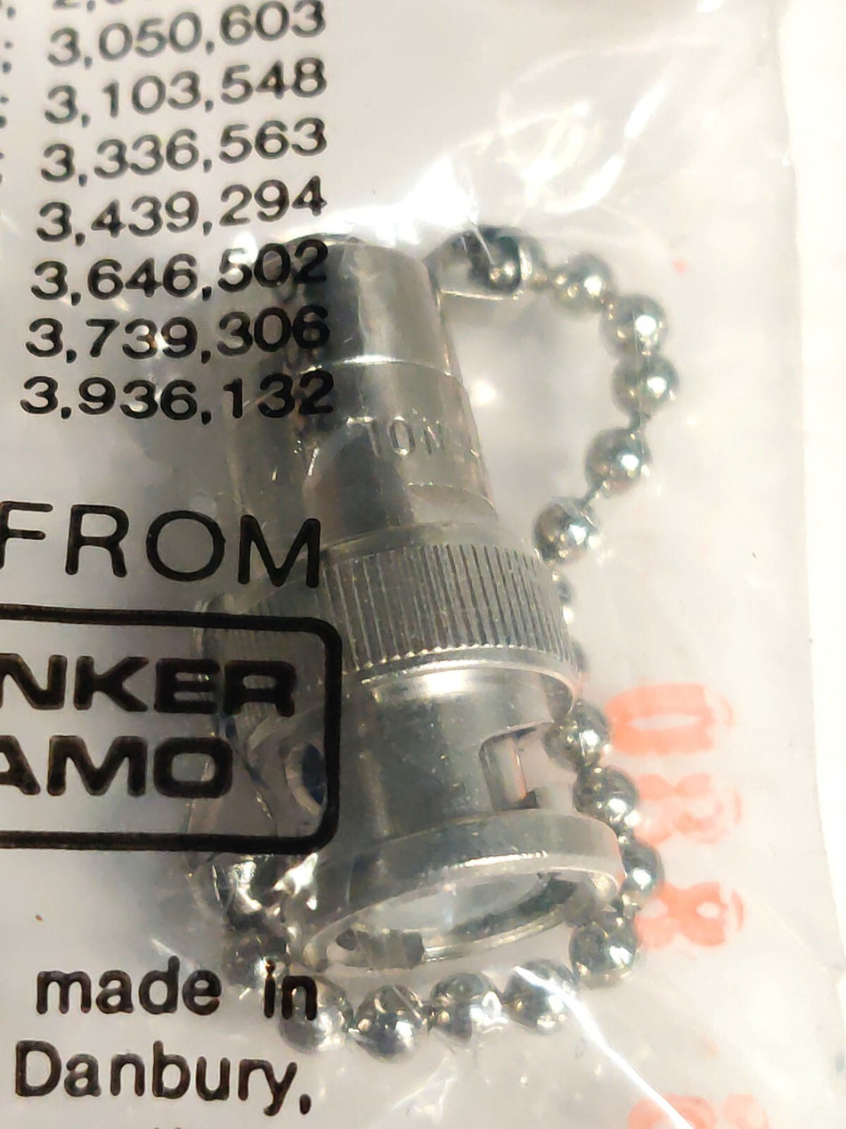 Amphenol AMP 4700-51 BNC Male Dust Cap 50Ω RF Coaxial Connector w Chain. NEW LOT OF 24