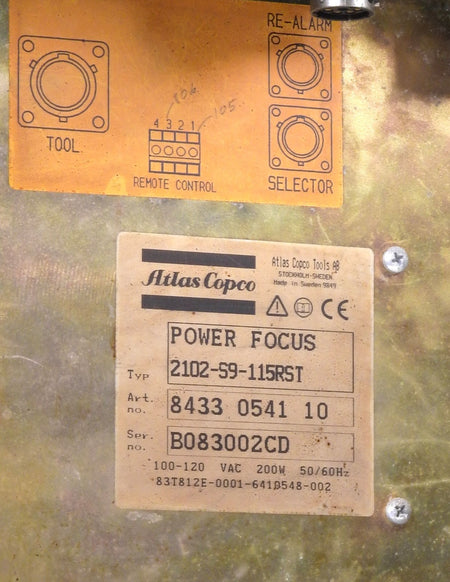 Atlas Copco 2102-S4-115R 2-CH Power Focus Nutrunner Torque Controller