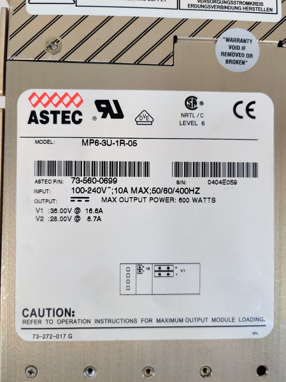 Astec 73-560-0699 800W Power Supply for Thermo TSQ Quantum MS, MP6-3U-1R-05