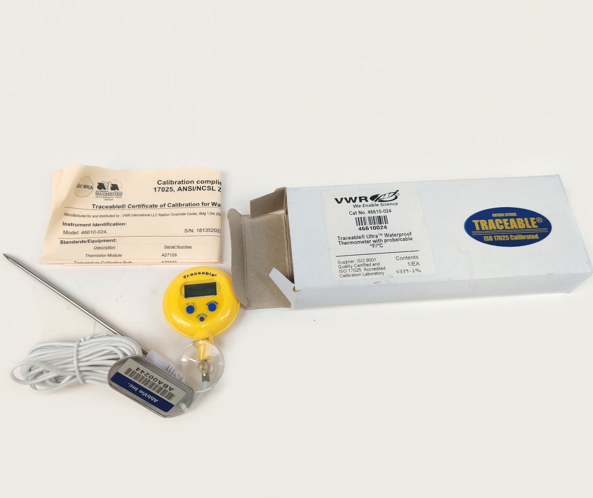 VWR 46610-024 Traceable Waterproof Thermometer –50 to 300°C with Probe and Cable