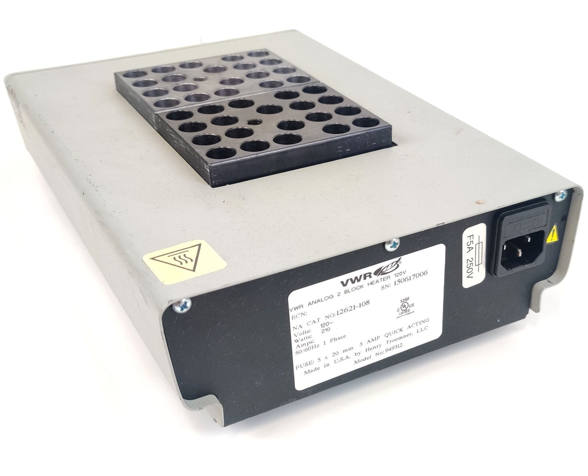 VWR Analog 2 Block Heater 120V 12621-108 5A-250V w Two Block - 