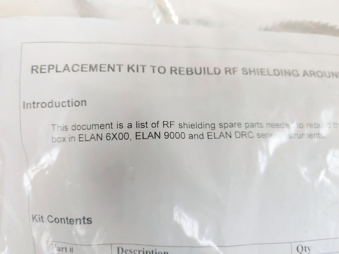 PerkinElmer W1018047 RF Torch Shield Spares Kit for Sciex ELAN 6000 9000 DRCs