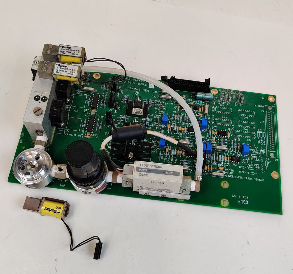 PerkinElmer PerkinElmer N0779524 issue H RF Torch Pneumatics PCB w SMC PFM510-N01-1 Sensor