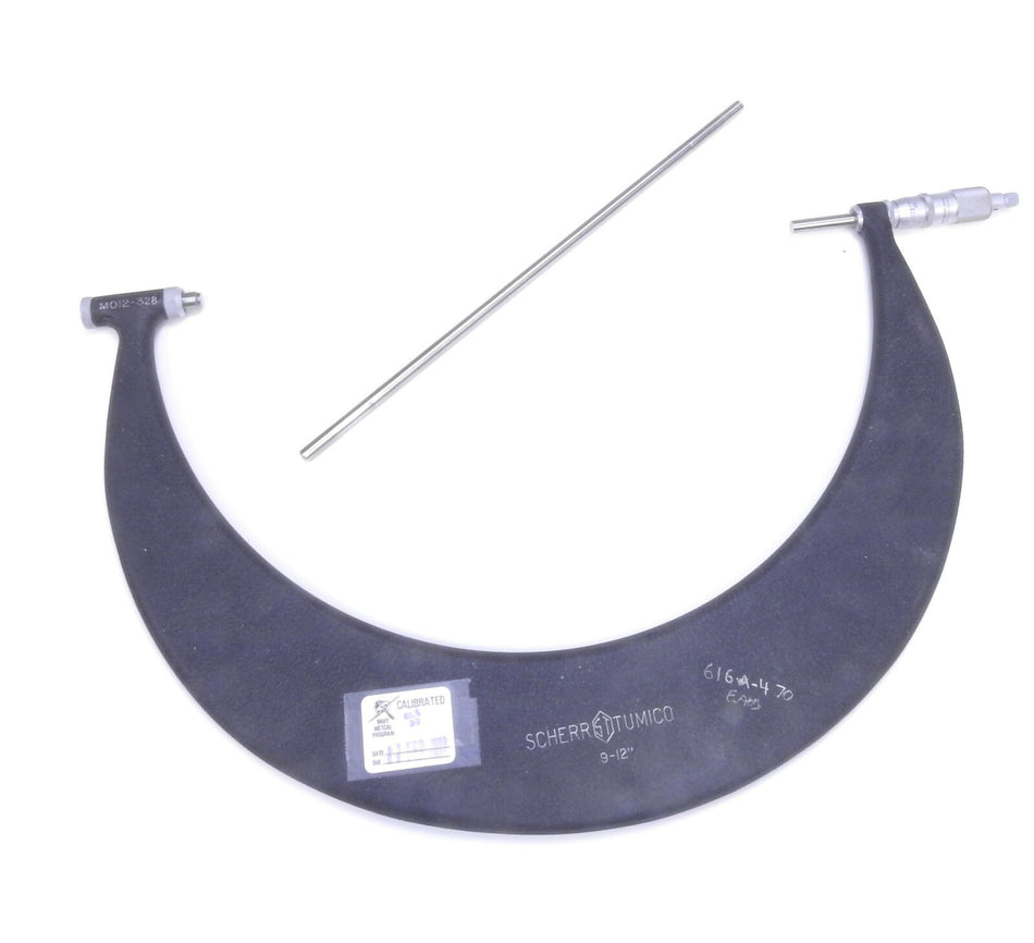 Scherr Tumico Outside Micrometer 9-10", Range 0.0001" w/ Wood Case and Rod. USA