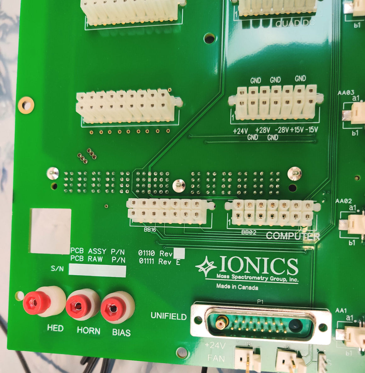 PerkinElmer Qsight LC/MS BackPlane Board 01110 01111 rev E