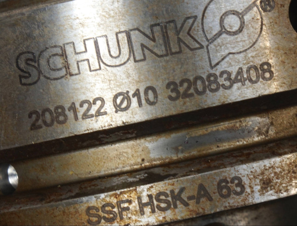 Schunk 0208122 Celsio SSF HSK-A 63 10 mm ID Heat Shrinking Tool Holder