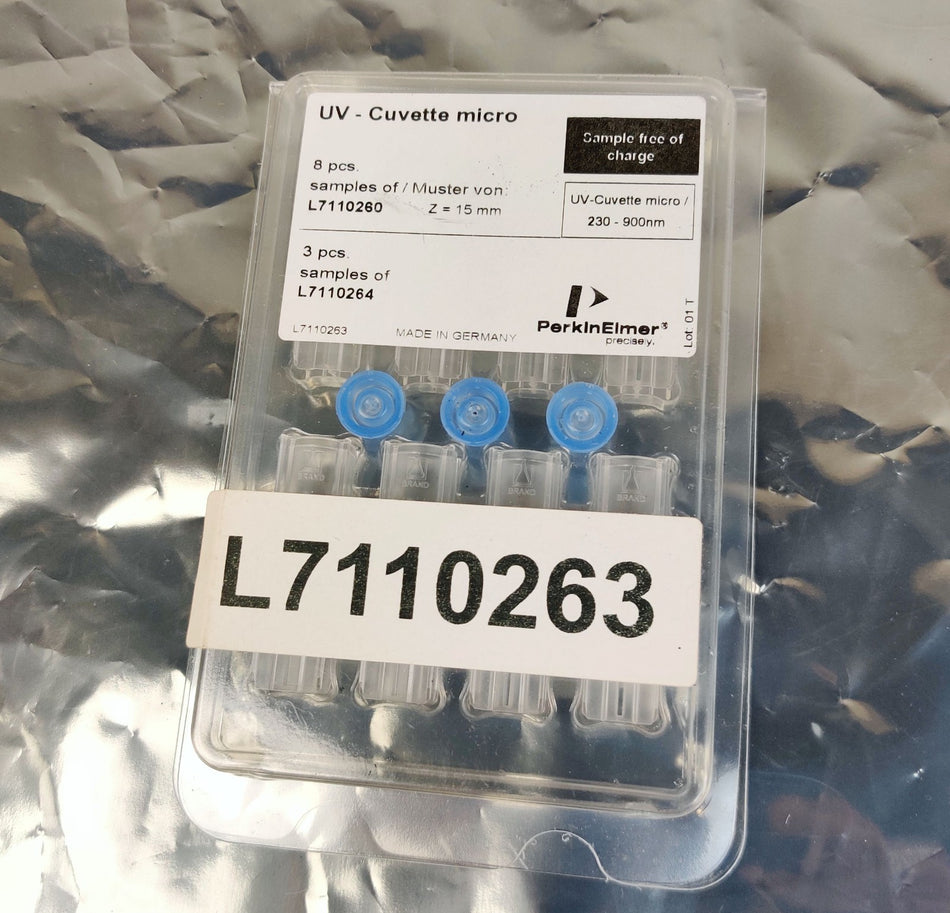 PerkinElmer Lambda UV/VIS L7110260 Disposable Cuvettes 10mm 70-550µL 8pcs NEW