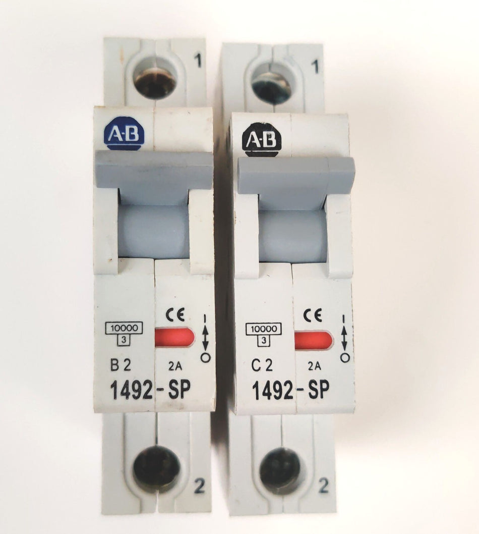 Allen-Bradley Lot of 2 Allen-Bradley 1492-SP1C020 type C and B Circuit Breaker, 1-P, 2A