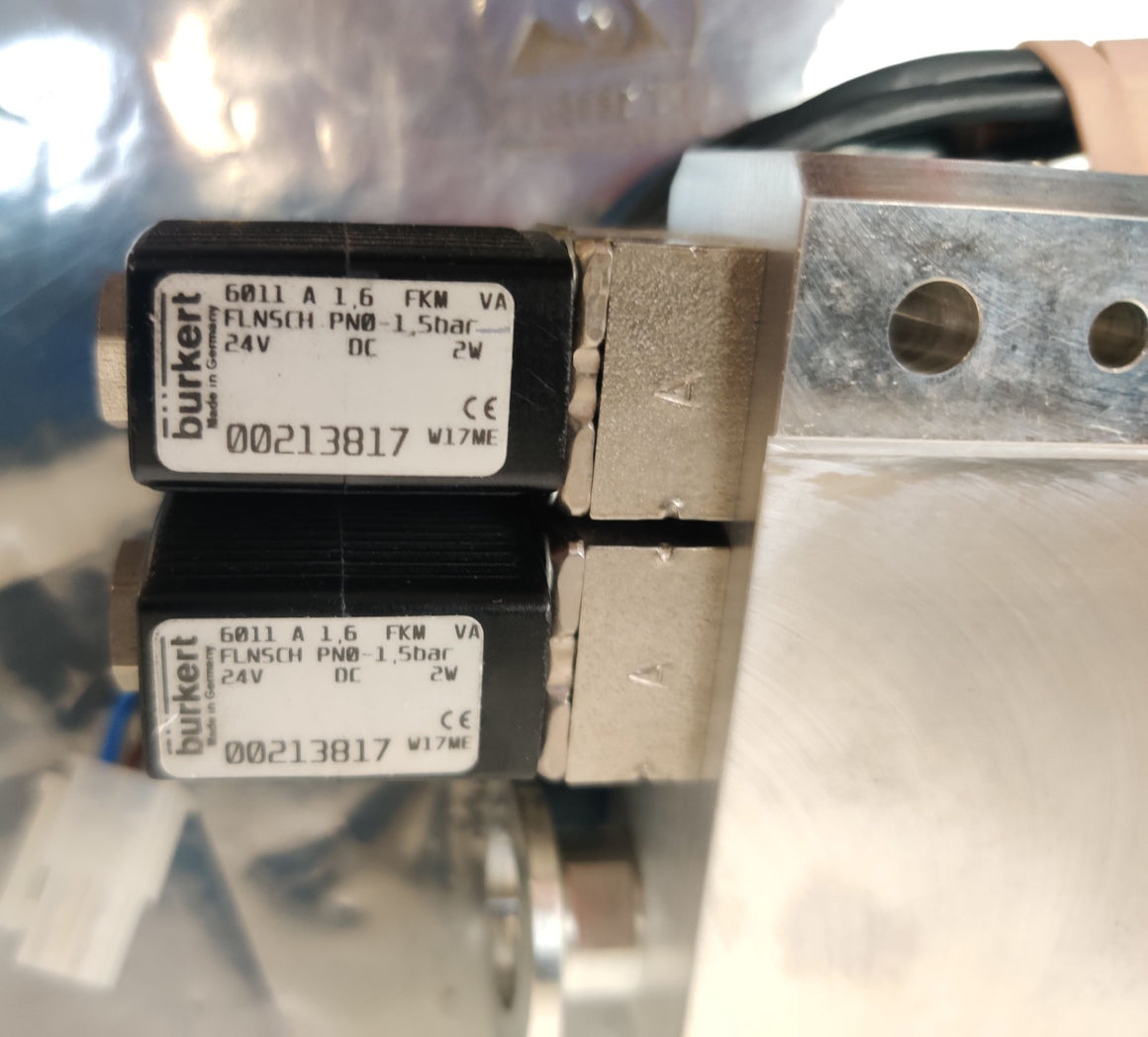 Bruker Microflex MALDI TOF Manifold w/ Burkert 6011 1.6bar FKM 24VDC 2W Working