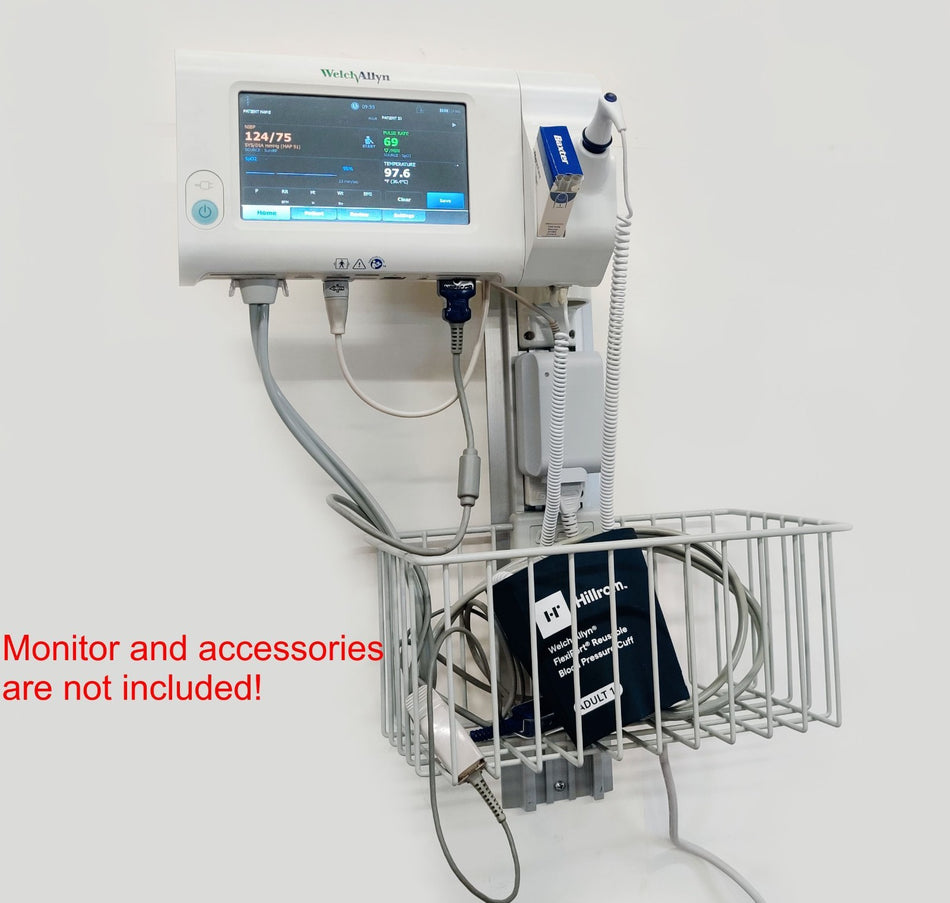 Welch Allyn GCX Wall Mount 8" M series WMM-0001-01B Arm w 75/100mm Plate 19" Channel Basket