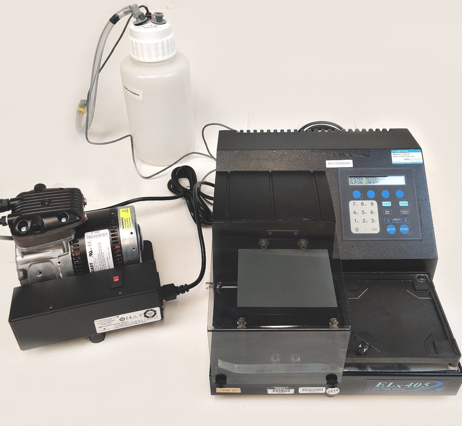 Agilent BioTek ELx405 Microplate Washer w/ 7103034 Vacuum Pump 2 Working