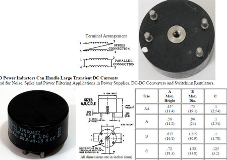 Pico Electronics 69225 DC Power Inductor 262uH for Output Regulators