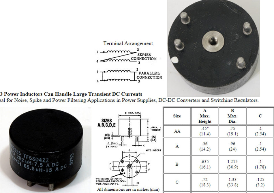 Pico Electronics Pico Electronics 69225 DC Power Inductor 262uH for Output Regulators