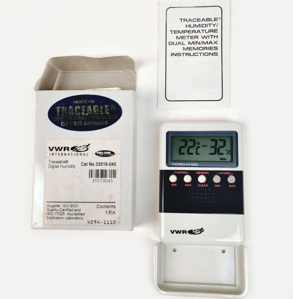 VWR 35519-045 Digital Hygrometer 25 to 95% RH Humidity Meter