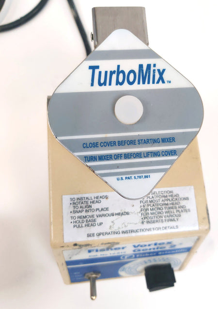 Fisher Scientific G-560 Vortex Genie 2 3200RPM CAT. No. 12-812 w Turbomix Cover