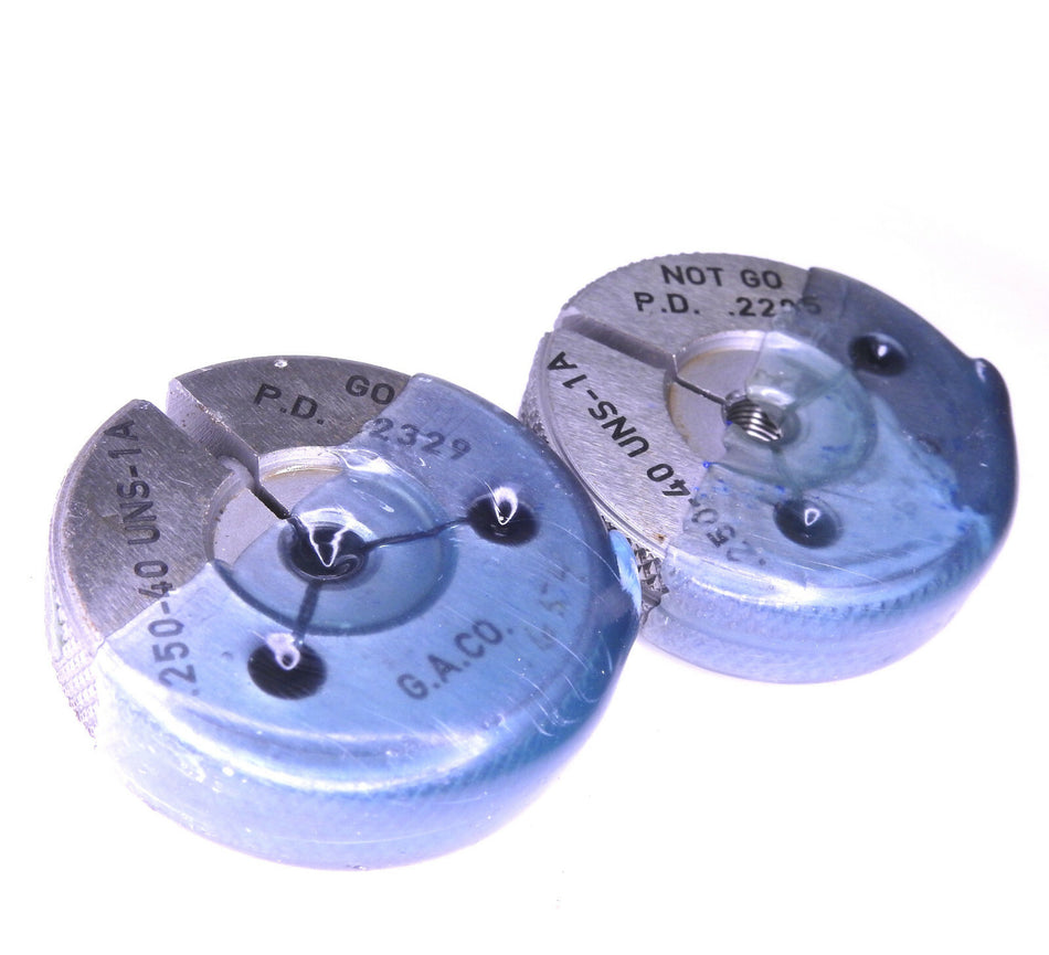 G.A.CO Go NoGo Thread Ring Gage 1/4-40 UNS-1A, Go P.D.0.2329 NoGo P.D.0.2285