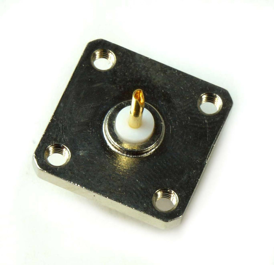 Lot of 5 RF Gold Coaxial Connector 357-7913-070 Jack Panel 4 Hole Flange 1/2"