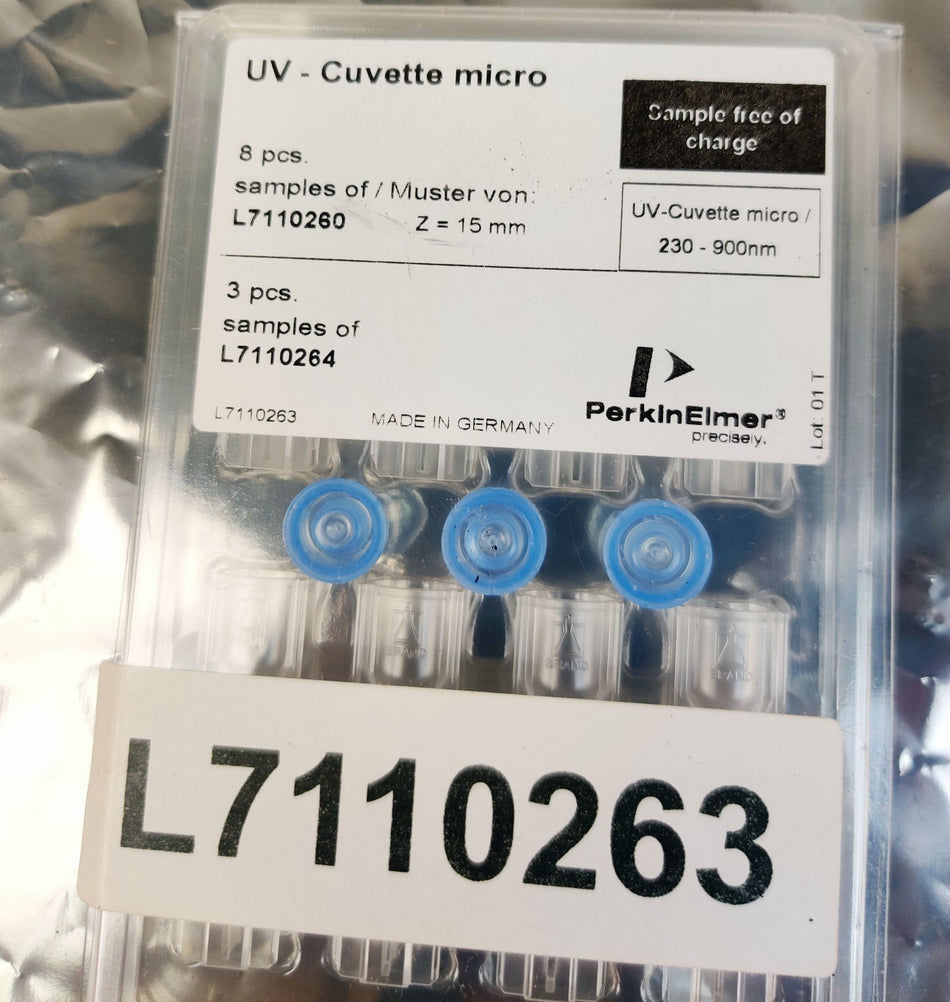 PerkinElmer Lambda UV/VIS L7110260 Disposable Cuvettes 10mm 70-550µL 8pcs NEW