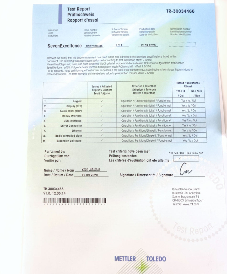 Mettler Toledo SevenExcellence Multiparameter pH/mV Meter w Sensor Calibrated