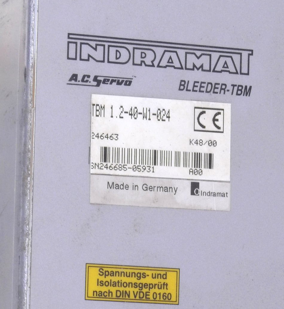Indramat Indramat TBM 1.2-40-W1-024 AC Servo Bleeder 40 kW Tested