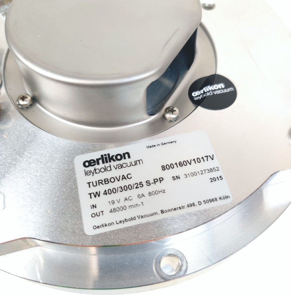 Oerlikon Leybold 800160V1017V Turbovac Vacuum Pump TW 400/300/25 S-PP Working