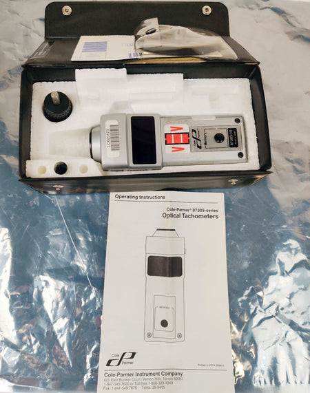 Cole Parmer 87303-10 Optical Tach Tachometer Kit Excellent Condition