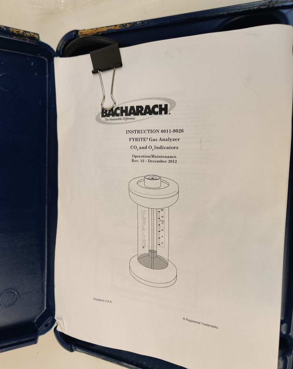 Bacharach 10-5000 Fyrite Gas Analyzer Combustion Test Kit Co2 and o2 indicators