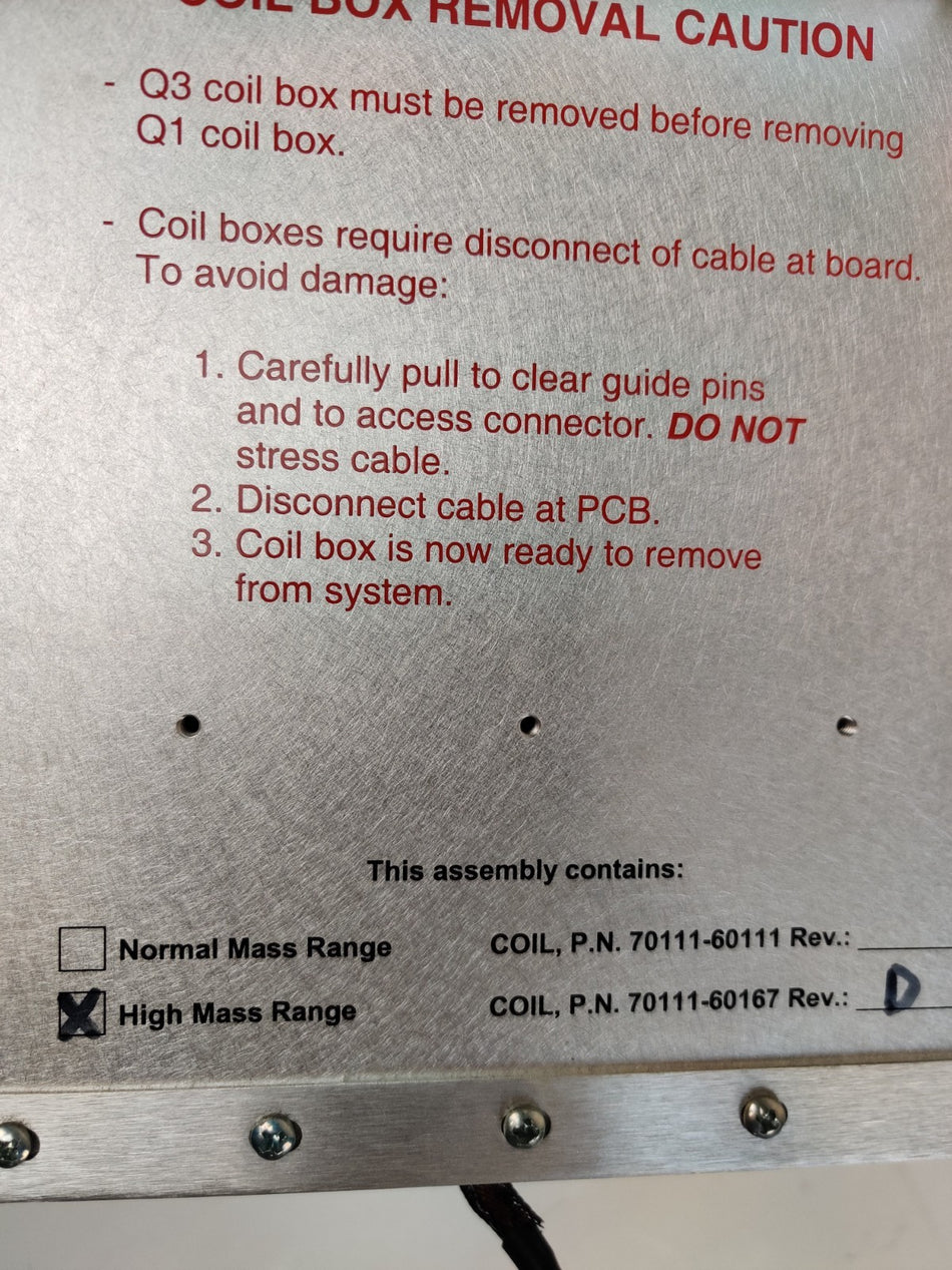 Thermo Quantum Q1 Coil Box High Mass Range 70111-60167 w 70111-63116 Q1 RF Cable