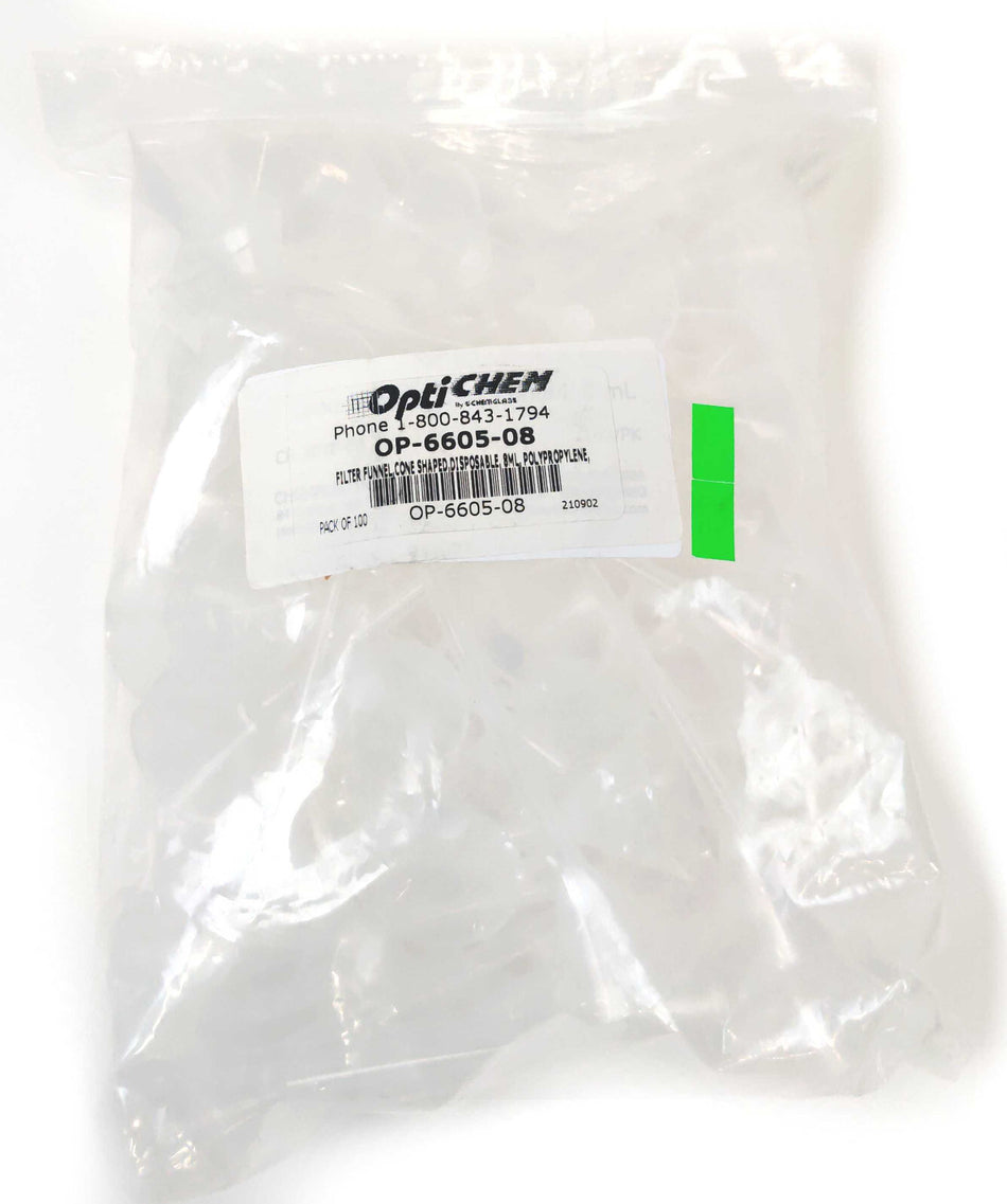 Chemglass Chemglass Optichem OP-6605-08 8mL Filter Funnel Polypropylene Cone Shaped 100/Pk