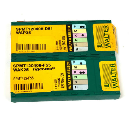 Walter Tiget-Tec10x SPMT120408-F55 WAK25 5x SPMT120408-D51 WAP35 Carbide Inserts