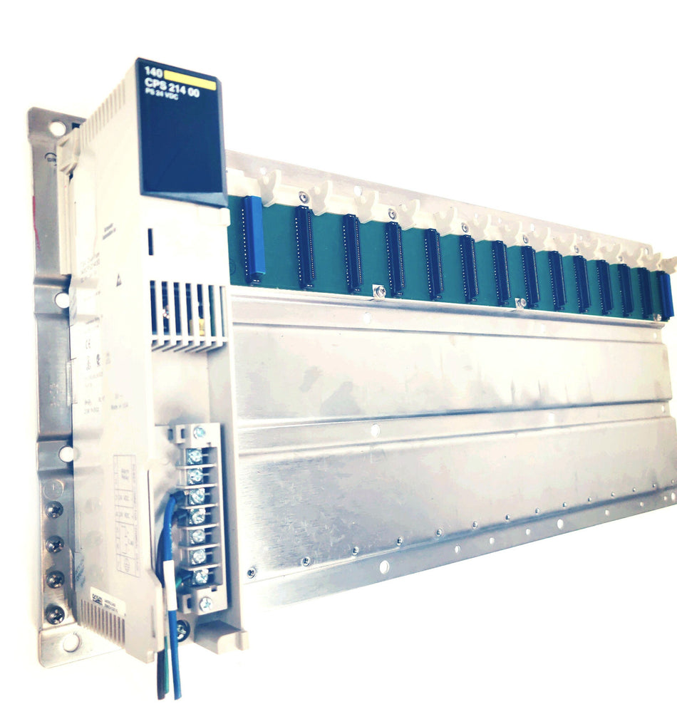 Schneider 140CPS21400 TSX Quantum Power Supply 24VDC 8A w 140XBP01600 Backplane