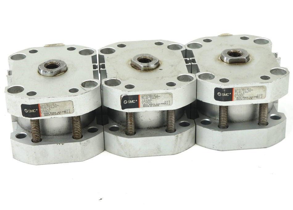 Lot of 3 SMC Pneumatic Cylinders NCQ7B150-050DC 200 PSI