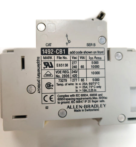 Allen Bradley 1492-CB1 G020 G030 G100 G150 ser B Circuit Breaker 1 Pole