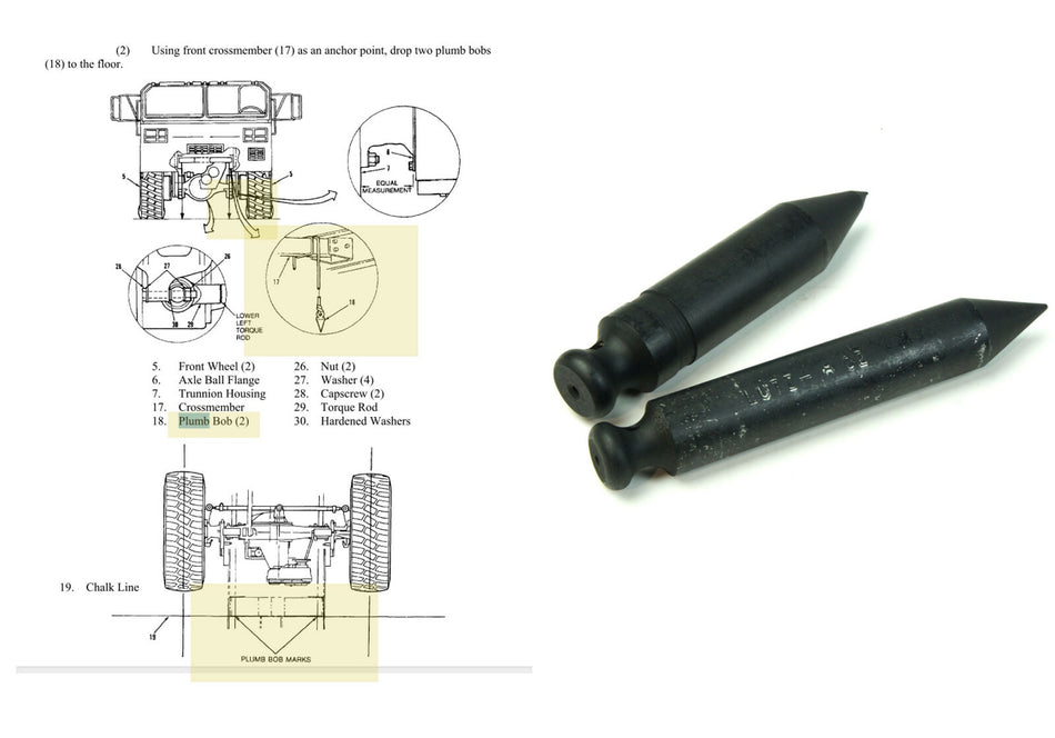 Set of 2 LUTZ 8 oz Plumb BOB Steel Axle /Joint Alignment Tool